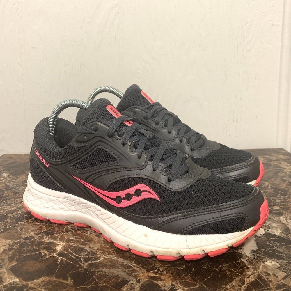 Saucony Womens Cohesion 12 Black Pink Running Shoes Size 8